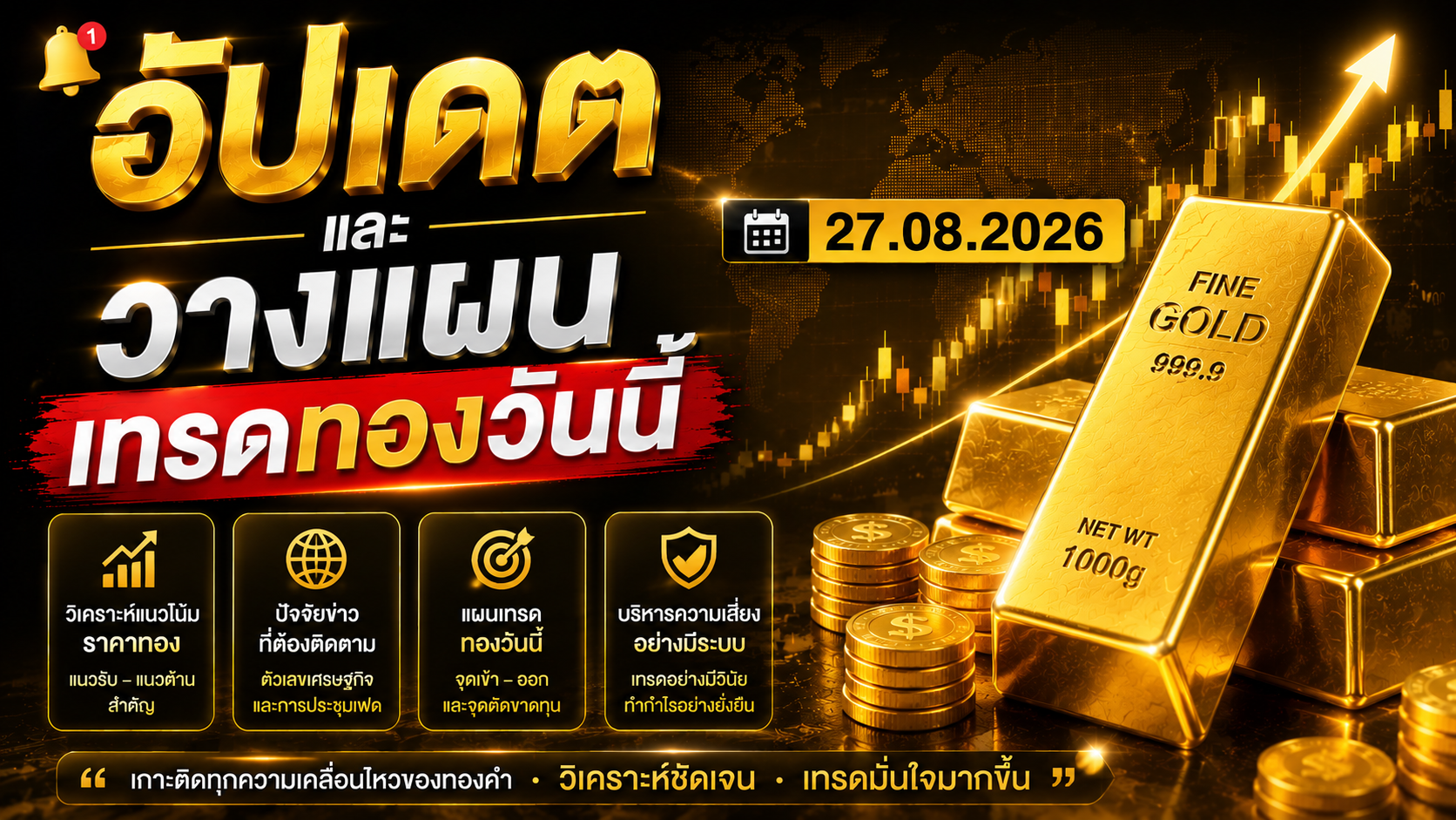 อัปเดตและวางแผนเทรดทองวันนี้ 27.08.2026